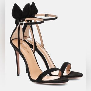 Aquazzura Bow Tie 105 Suede Sandals